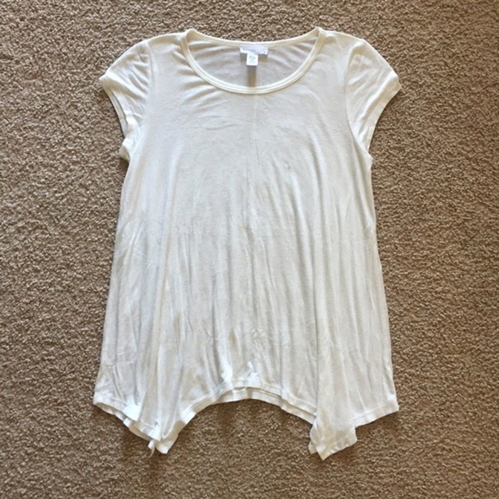 Tilly's White Asymmetrical Tee